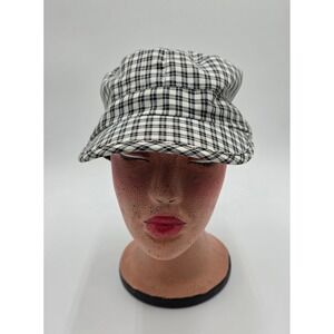 Manhattan Hat Company Black White Plaid Newsboy Cap Baker Boy Hat One Size